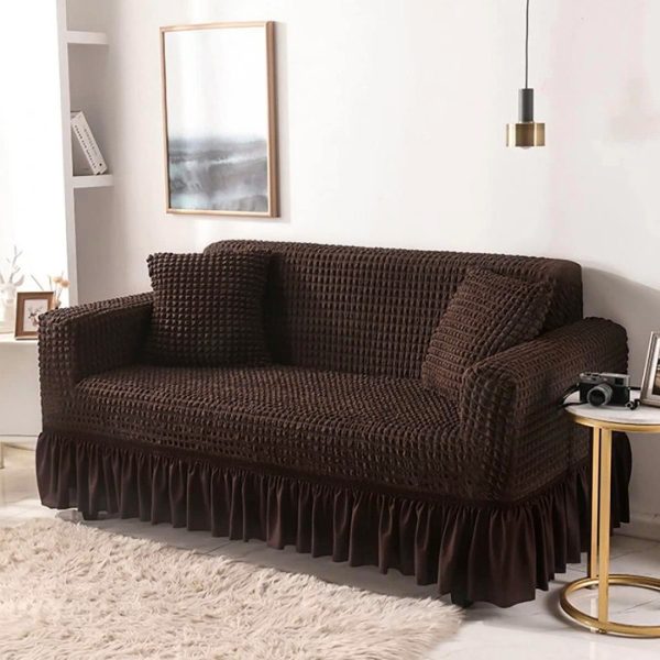 G25 FORRO DE MUEBLE CON FALDON BURBUJA CAFE OSCURO  2P