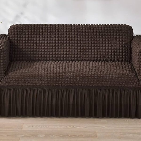 G25 FORRO DE MUEBLE CON FALDON BURBUJA CAFE OSCURO  3P
