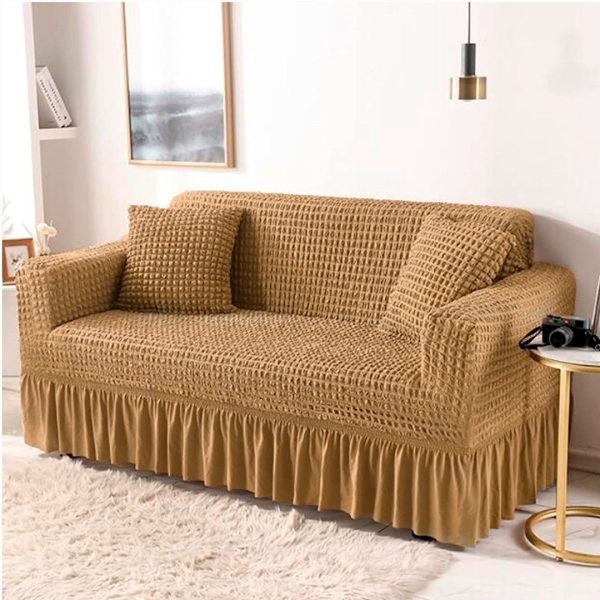 G25 FORRO DE MUEBLE CON FALDON BURBUJA CAFÉ 2P