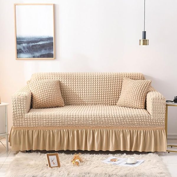 G25 FORRO DE MUEBLE CON FALDON BURBUJA BEIGE 2P